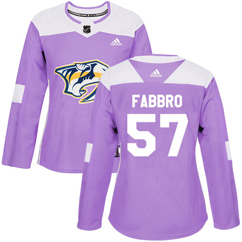 Adidas Predators #57 Dante Fabbro Purple Authentic Fights Cancer Women's Stitched NHL Jersey